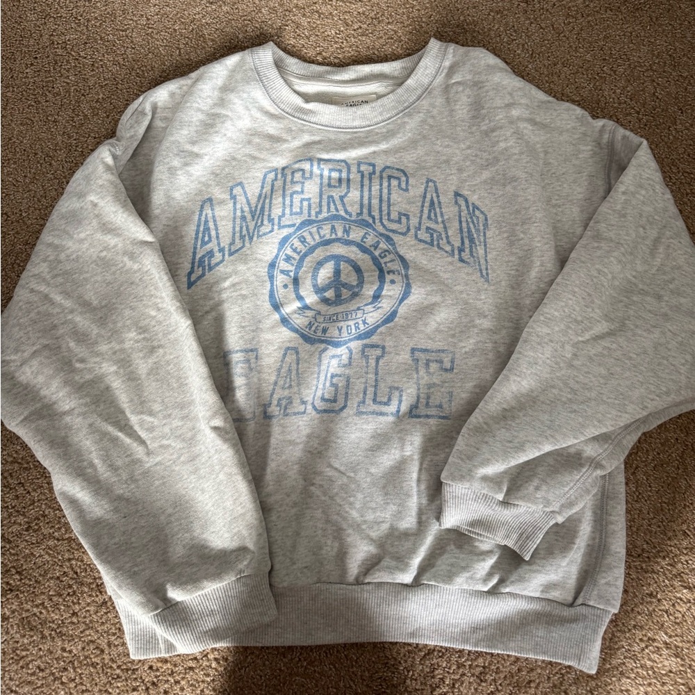 American Eagle Outfitters Light Gray Crewneck Sweater